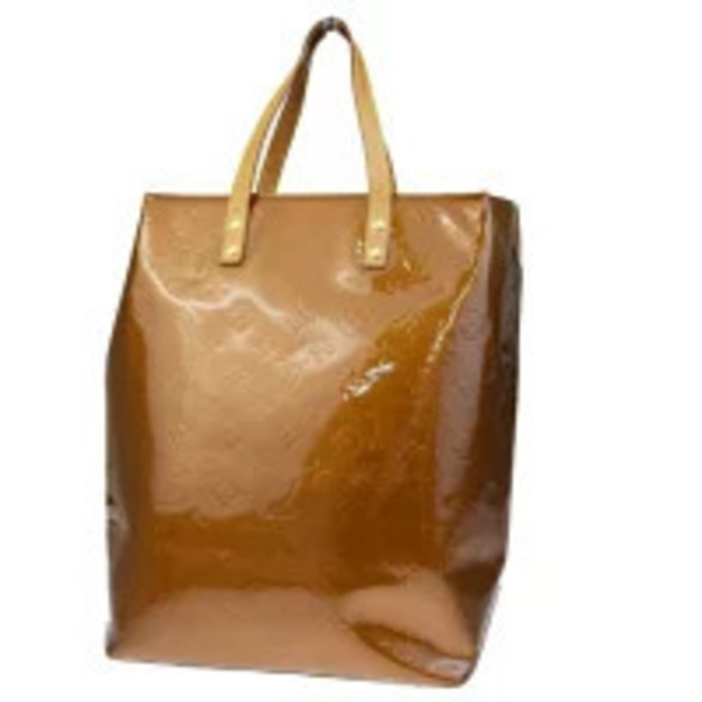 Louis Vuitton Lead Tote Bag Handbag Monogram Vernis Bronze Brown Enamel Leather